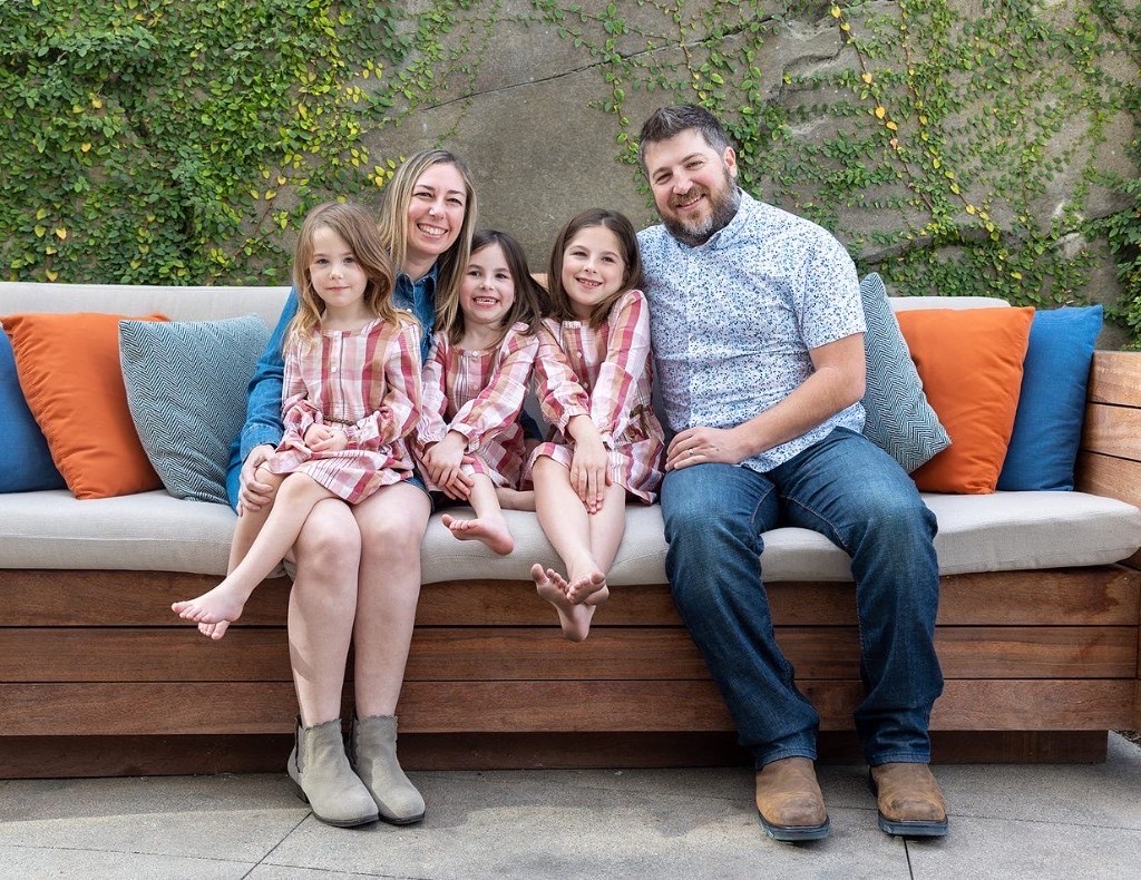 Jordan and Kelly Norelius with their three daughters.